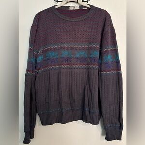 Vintage Rob Winter Mens Romanian Acrylic Sweater Nordic Fair Isle Design Sz XL‎